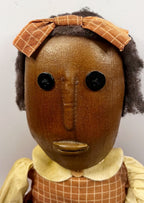 Handmade Girl Folk Art Doll Fabric and Oilcloth