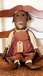 Handmade Girl Folk Art Doll Fabric and Oilcloth