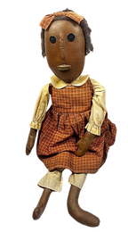 Handmade Girl Folk Art Doll Fabric and Oilcloth