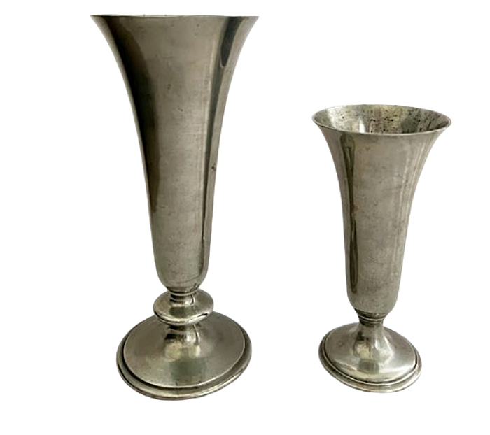 LESTER H. VAUGHAN Signed American Pewter Vases