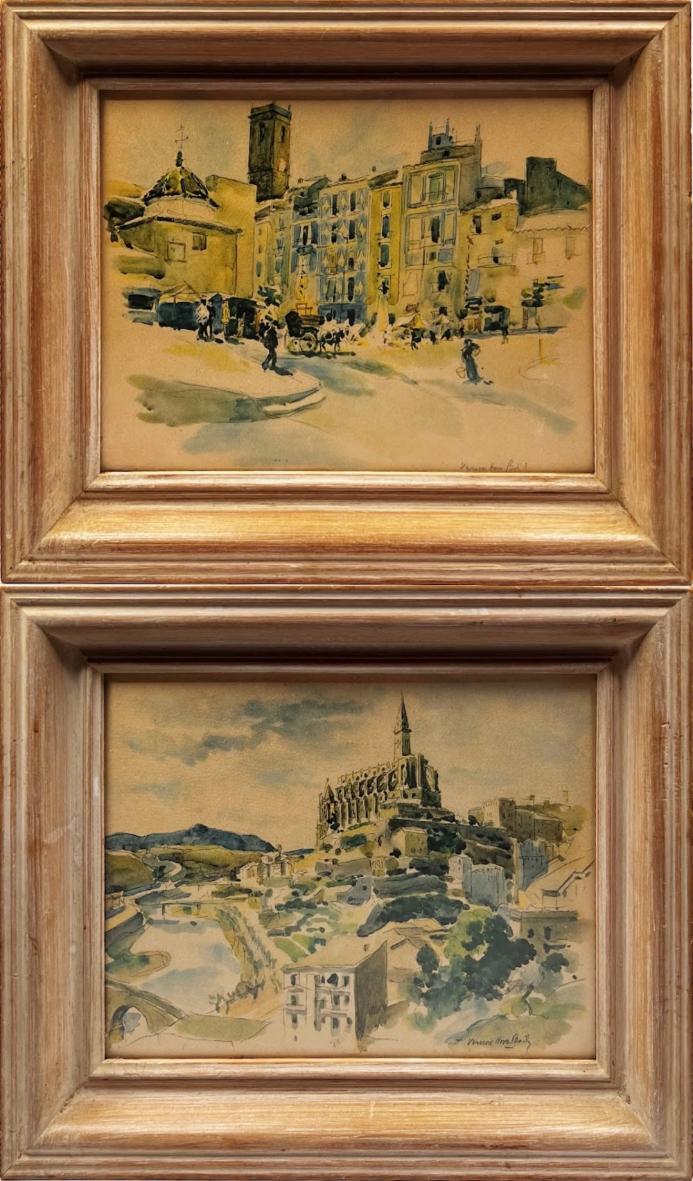 VERNON HOWE BAILEY Listed American Artist Vintage Pair of Watercolor Paintings