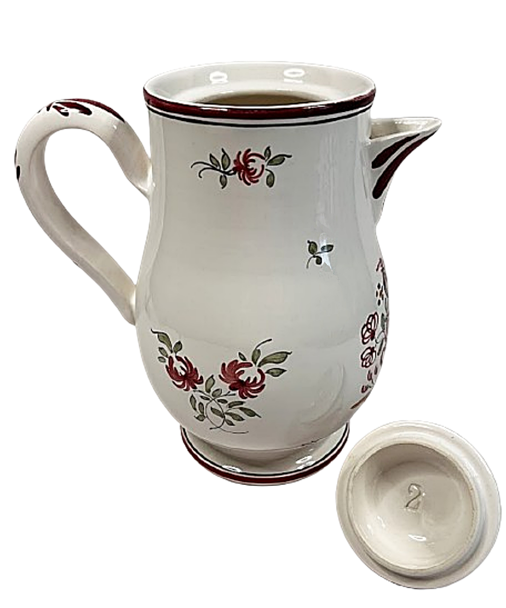 Strasbourg France Vintage Faience Coffee Pot Hand Painted Cockerel