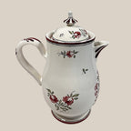 Strasbourg France Vintage Faience Coffee Pot Hand Painted Cockerel