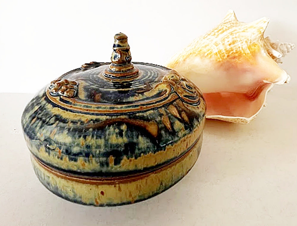 Vintage VINCE SANSONE Art Pottery Lidded Bowl Florida Master Potter