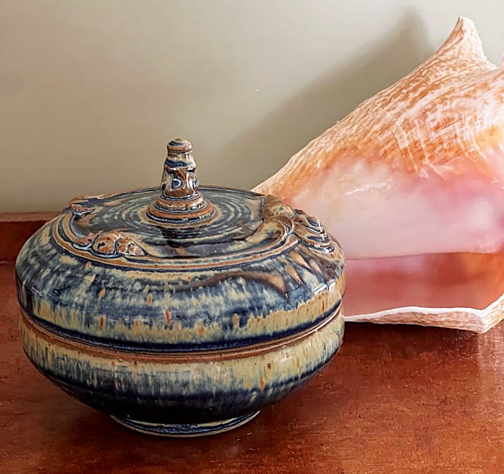 Vintage VINCE SANSONE Art Pottery Lidded Bowl Florida Master Potter
