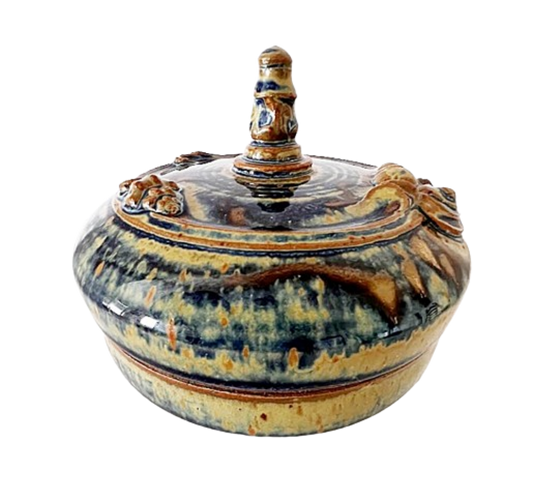 Vintage VINCE SANSONE Art Pottery Lidded Bowl Florida Master Potter