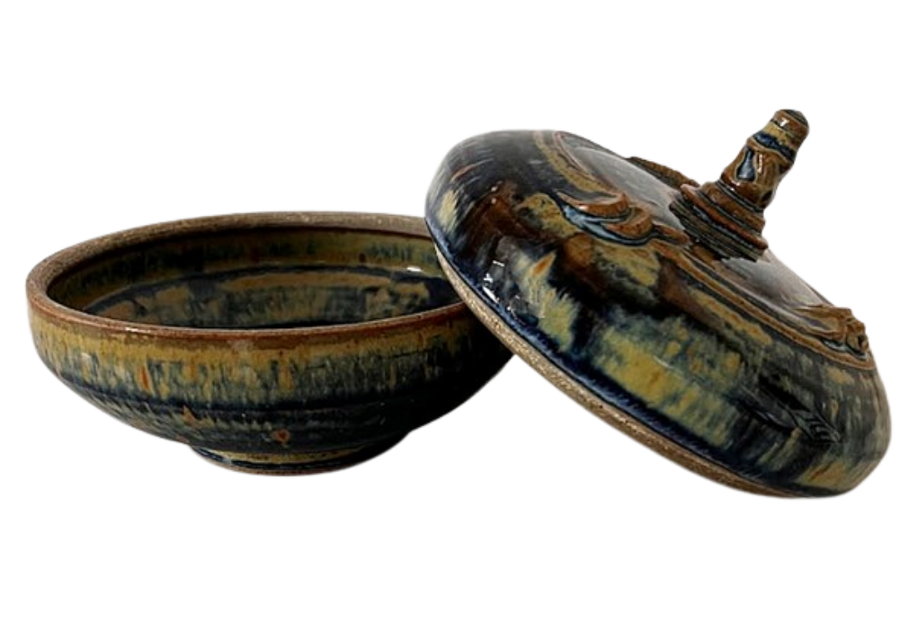 Vintage VINCE SANSONE Art Pottery Lidded Bowl Florida Master Potter