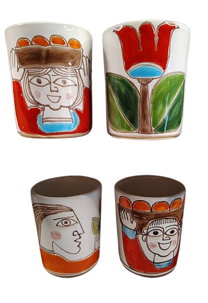 Vintage Four Italian Mugs by Susanna de Simone of La Fabbrica Della Ceramica