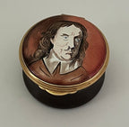 Vintage English Enameled Trinket Box, Oliver Cromwell Portrait