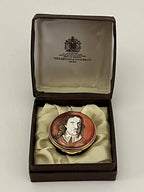 Vintage English Enameled Trinket Box, Oliver Cromwell Portrait