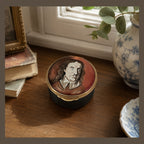 Vintage English Enameled Trinket Box, Oliver Cromwell Portrait