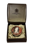 Vintage English Enameled Trinket Box, Oliver Cromwell Portrait