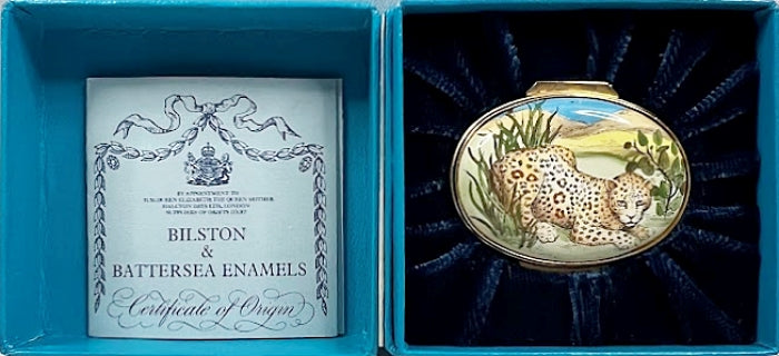  HALCYON DAYS English Enamel Box Leopard Motif
