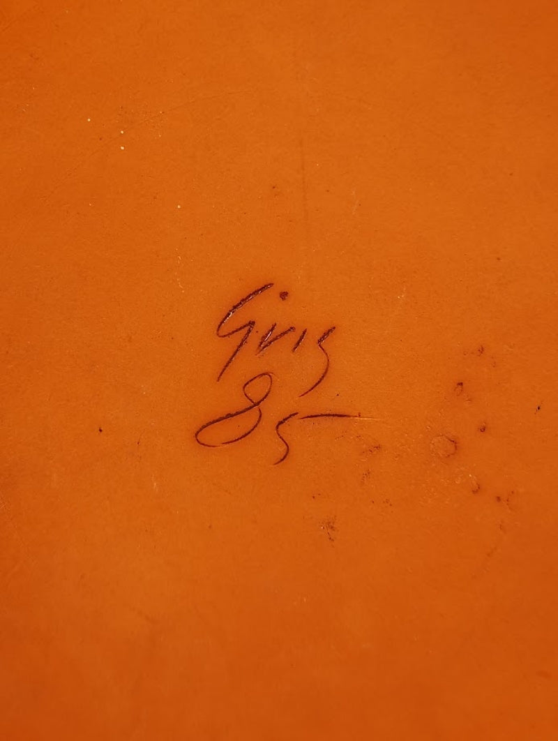  Gris Pottery Redware Plate Illinois signed closeup gris85