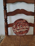 Vintage Redware Welcome Plate by Gris Pottery Dundee  Illinois