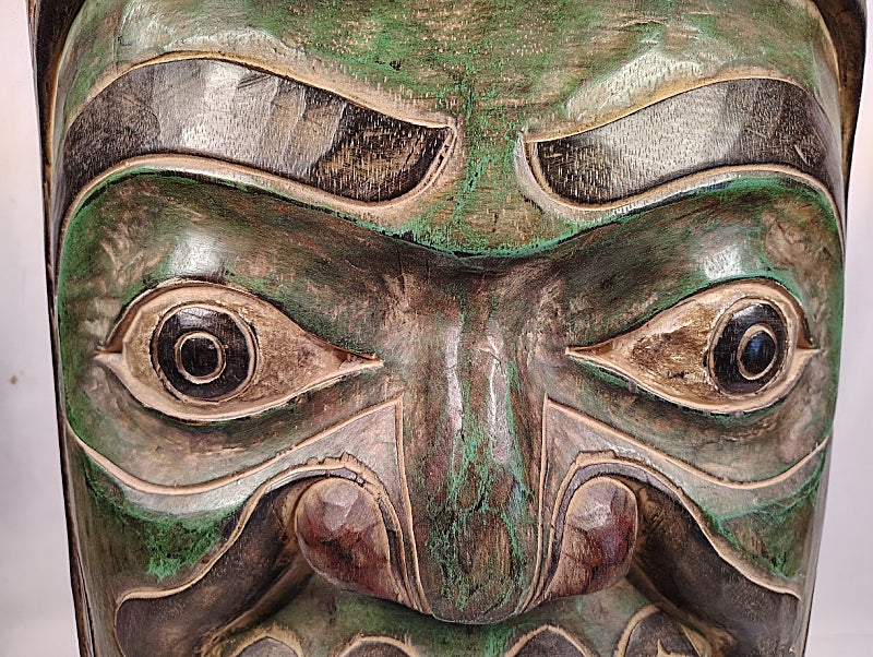 Hand Carved Indonesian Wall Mask Large eyes closeup