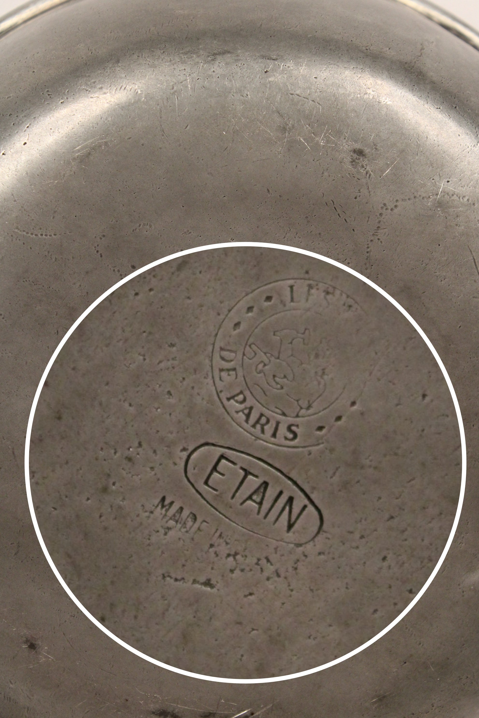 Large Vintage French Pewter Porringer by Les Etains de Paris