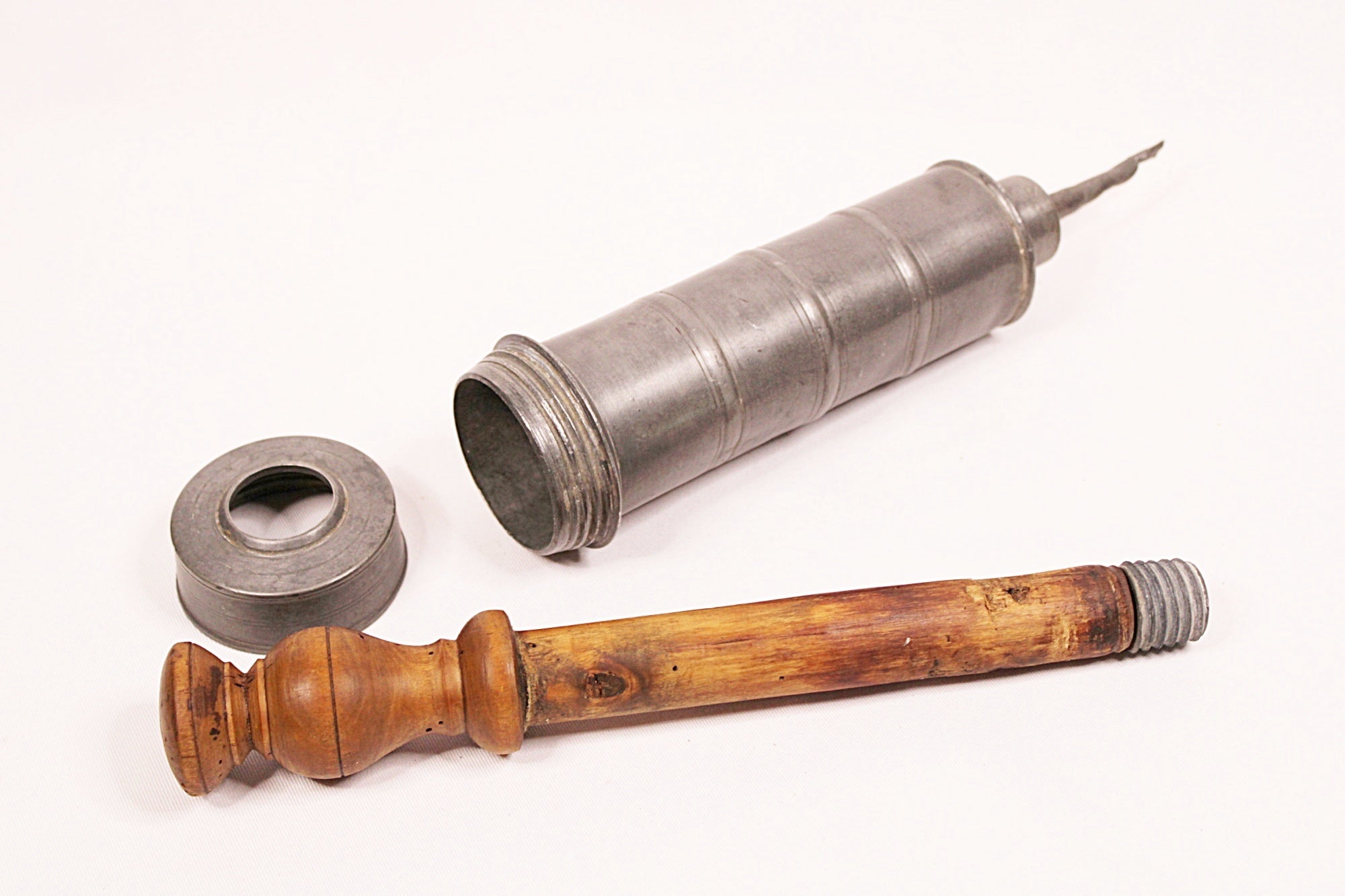 French Kitchen Antique Pewter Handheld Sausage Stuffer