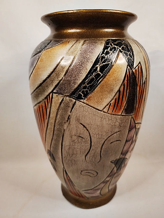 Picasso Style Painted Pottery Vase side 3