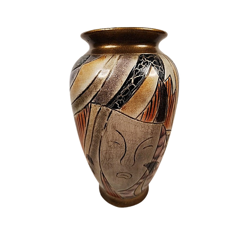 Picasso Style Painted Pottery Vase