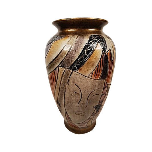 Picasso Style Painted Pottery Vase