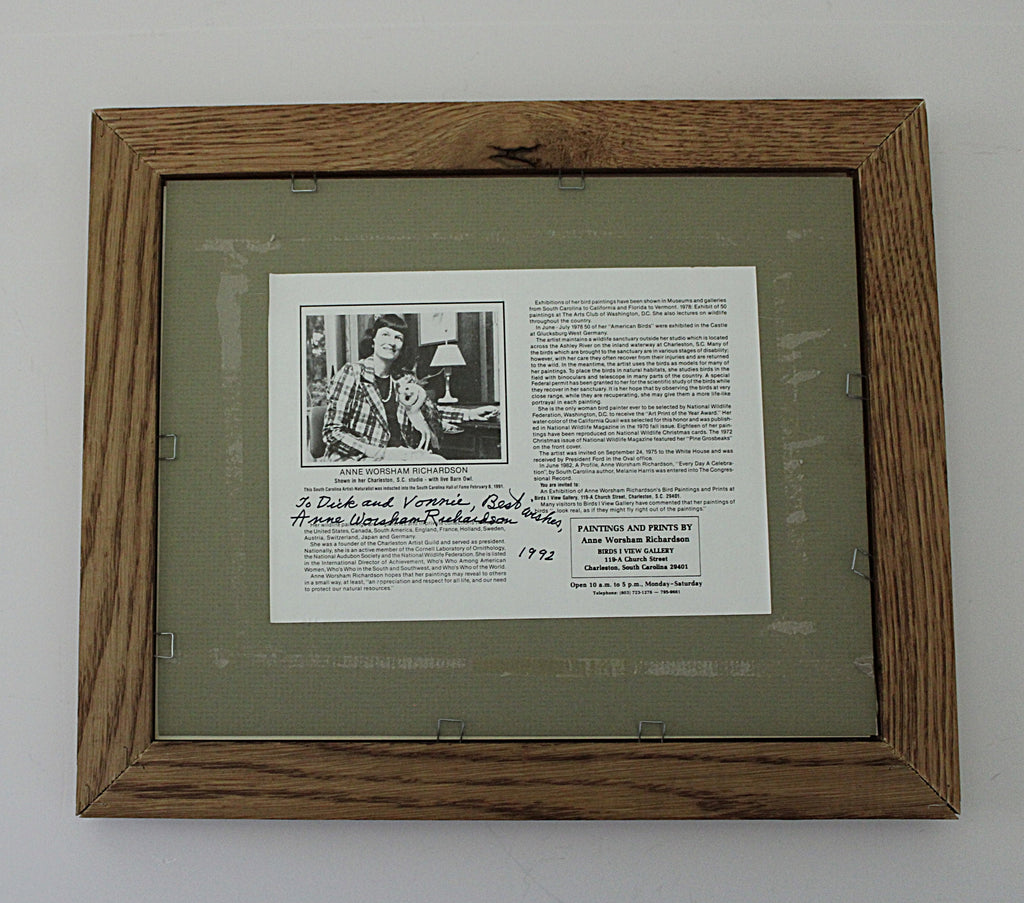  Lithograph Anne Worsham Richardson Three Birds on a Branch Full Back Of Frame