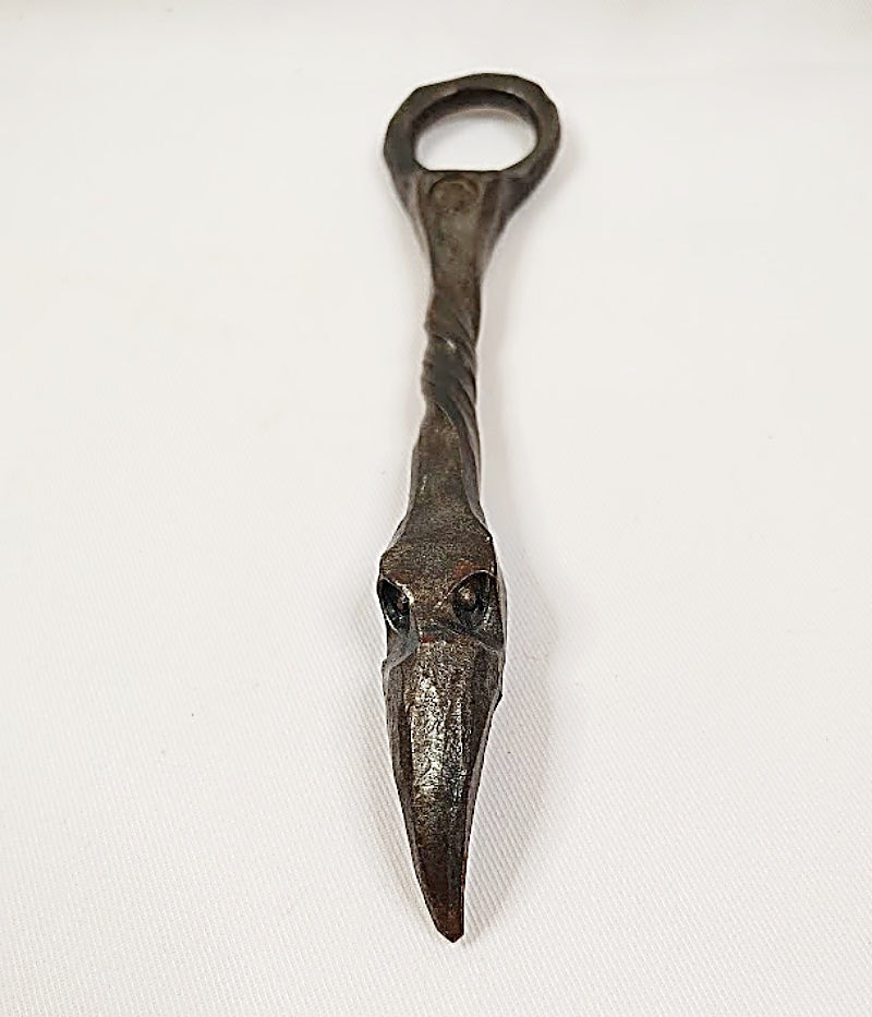 Folk Art Crow's Head Bottle and Can Opener Church Key Beak Foward