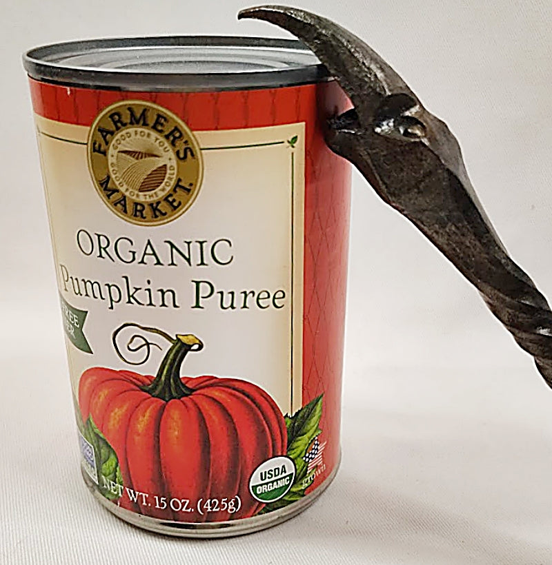 Folk Art Crow's Head Bottle and Can Opener Church Key with Can Pumpkin