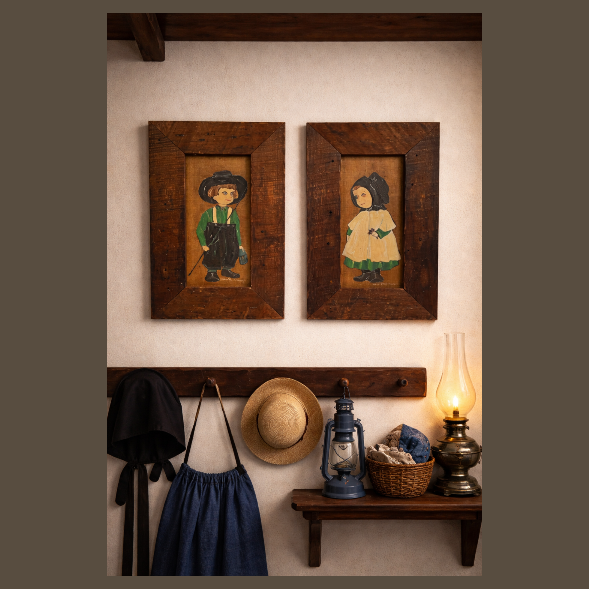 Oils on Canvas Framed Amish Children by Dolores Hackenberger