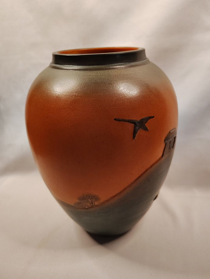 Art Nouveau Peter Ipsen Enke Hand Painted Pottery Vase Side Three