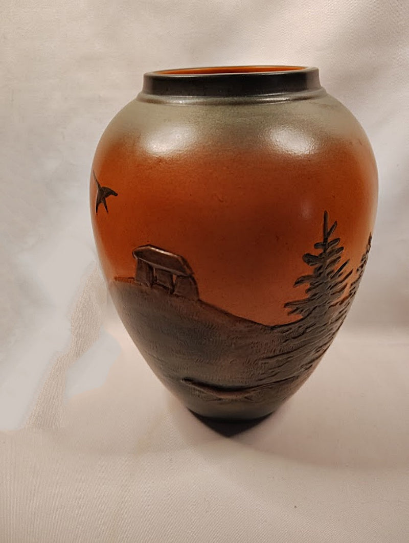 Art Nouveau Peter Ipsen Enke Hand Painted Pottery Vase Full View