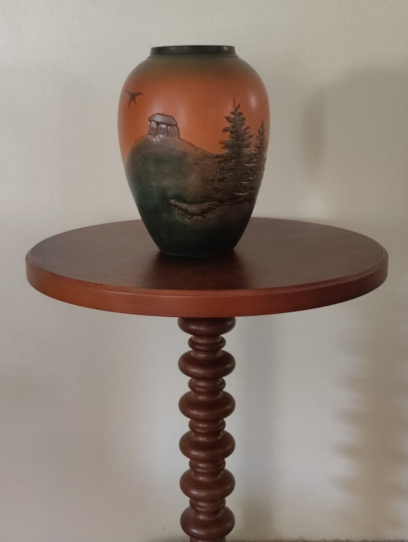 Art Nouveau Peter Ipsen Enke Hand Painted Pottery Vase on Table