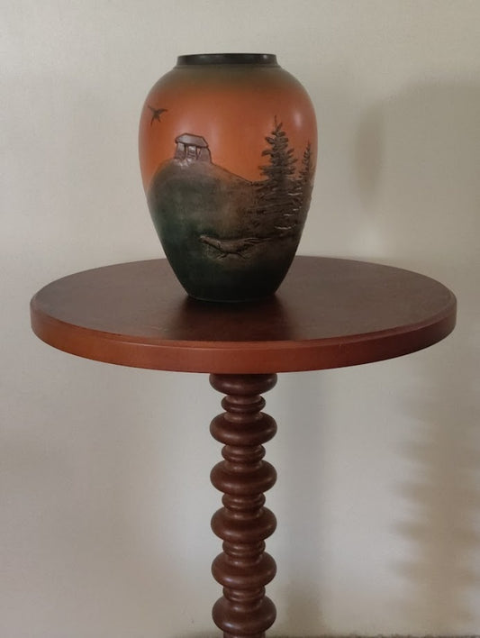 Art Nouveau Peter Ipsen Enke Hand Painted Pottery Vase on Table