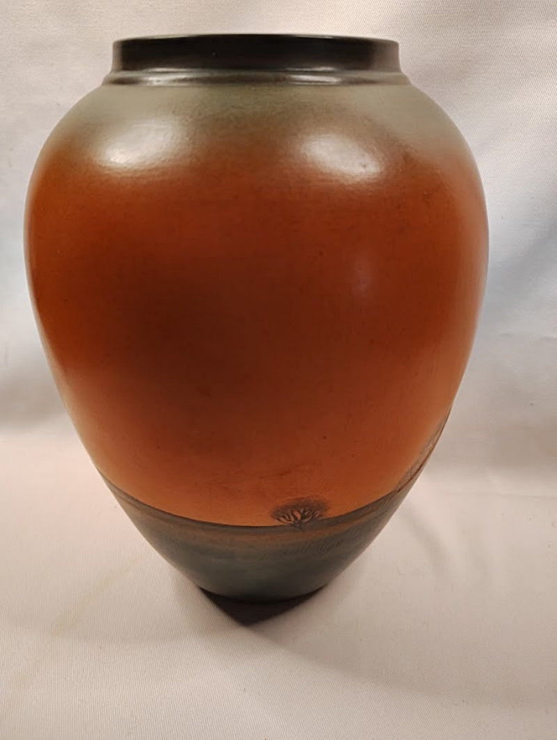 Art Nouveau Peter Ipsen Enke Hand Painted Pottery Vase Bak View