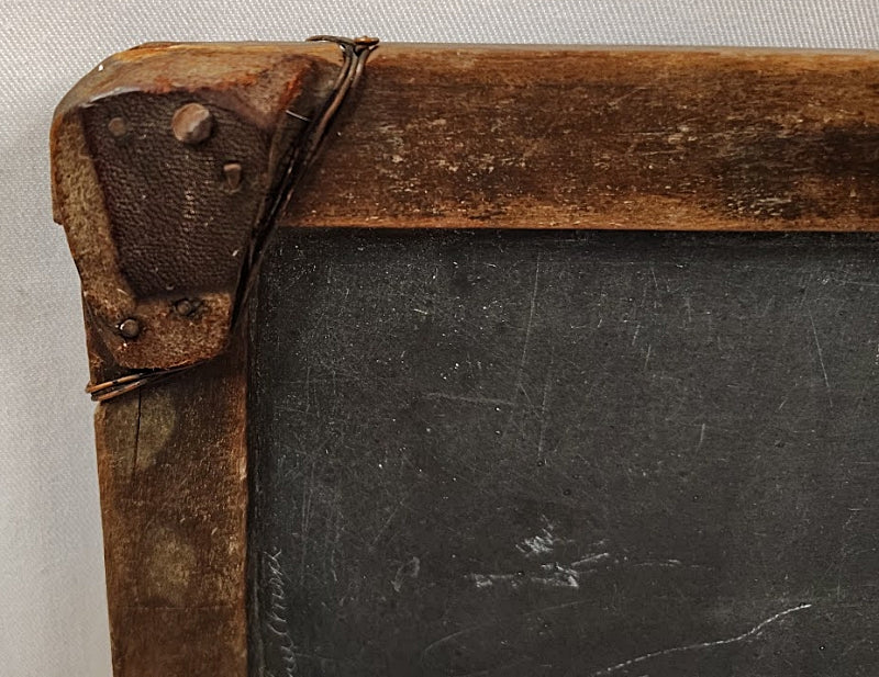 Antique Blackboard `Pine Framed Writing Slate corner wired