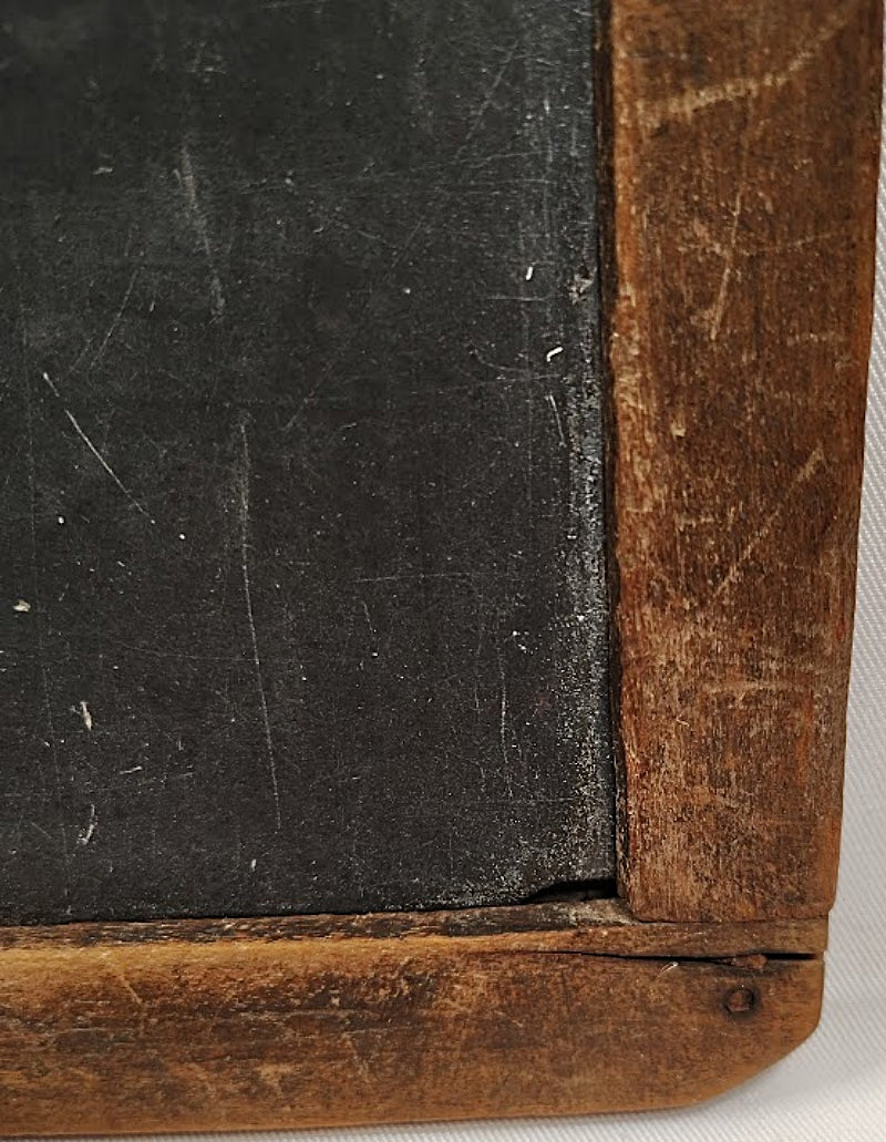 Antique Blackboard `Pine Framed Writing Slate bottom corner view