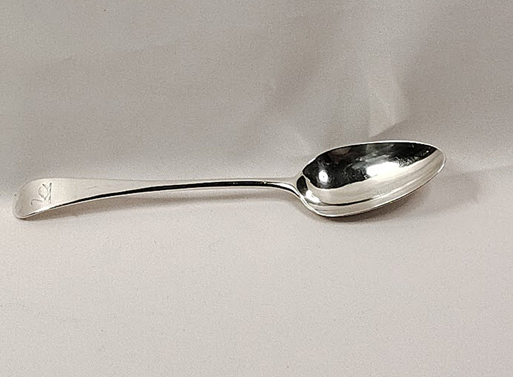 Serving Spoon London England 1785 by George Smith III Engraved Swan lying flat