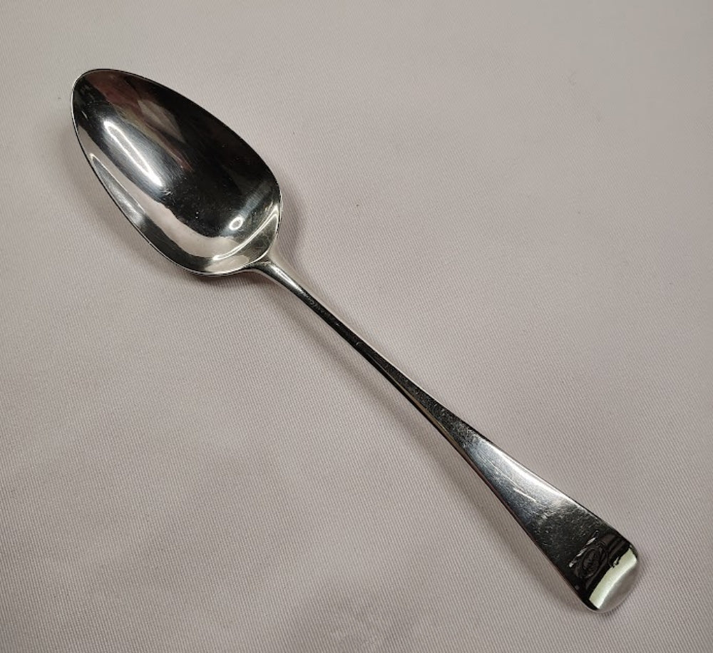 Serving Spoon London England 1785 by George Smith III Engraved Swan spoon up