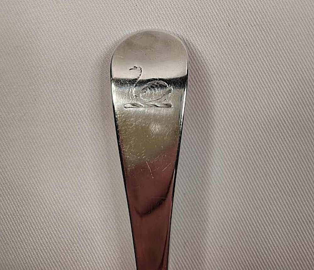 Serving Spoon London England 1785 by George Smith III Engraved Swan- swan closeup