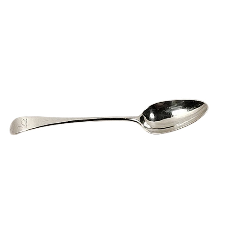 5722-Antique STERLING SILVER Serving Spoon London England 1785 by George Smith III-Full-Front-pyh-800 x 800