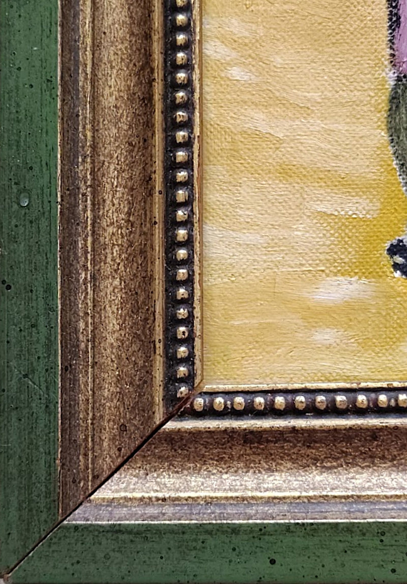 ColonialVillageFolkArtOilPainting-closeup-framecloseup