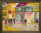 Colonial Philadelphia Scene Original Oil Painting of  Three Crowns Inn