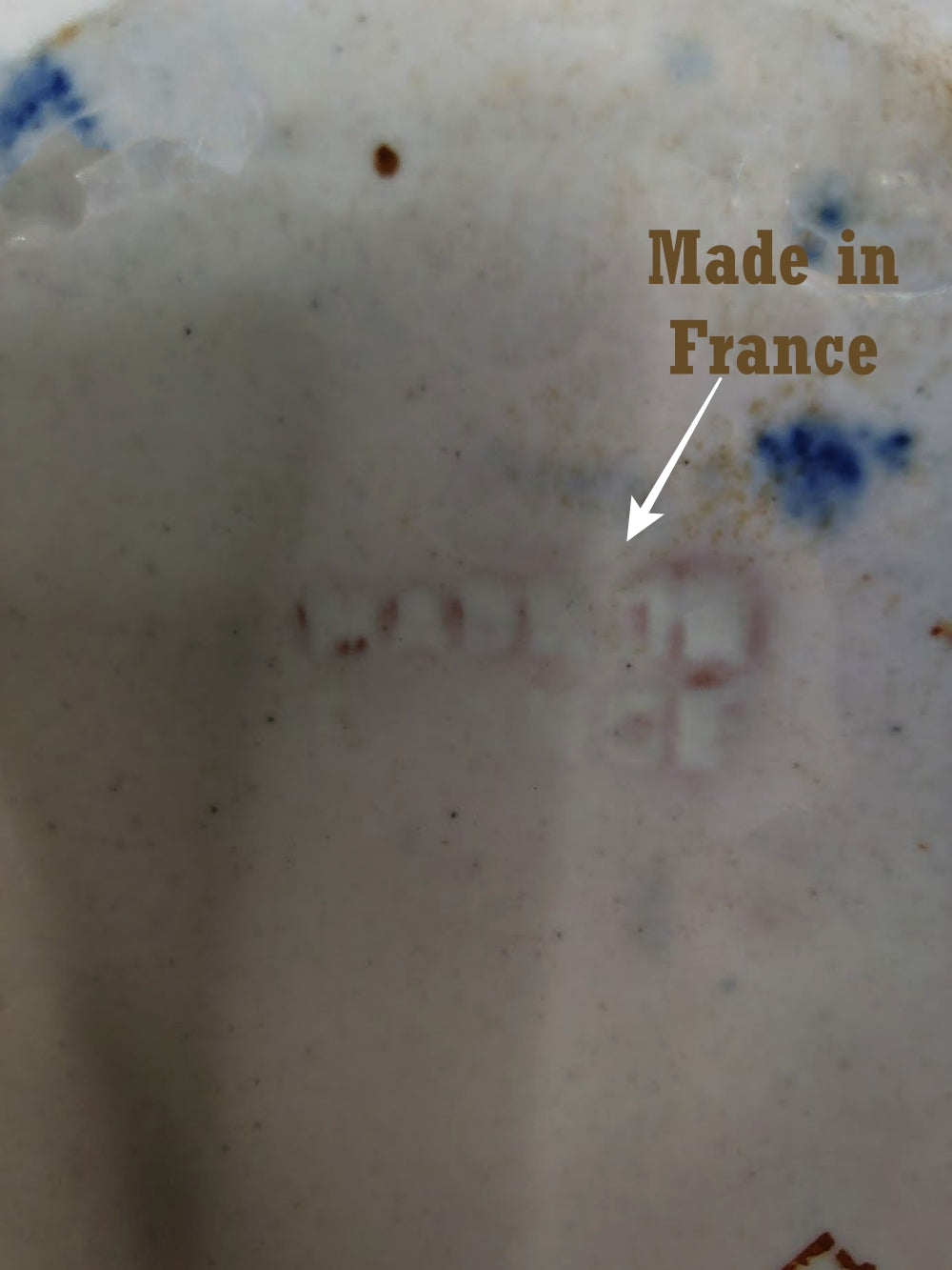 Antique_MOUSTIERS_FRANCE_FAIENCE_Dish_Hand_Painted_Earthware-made in france imprint