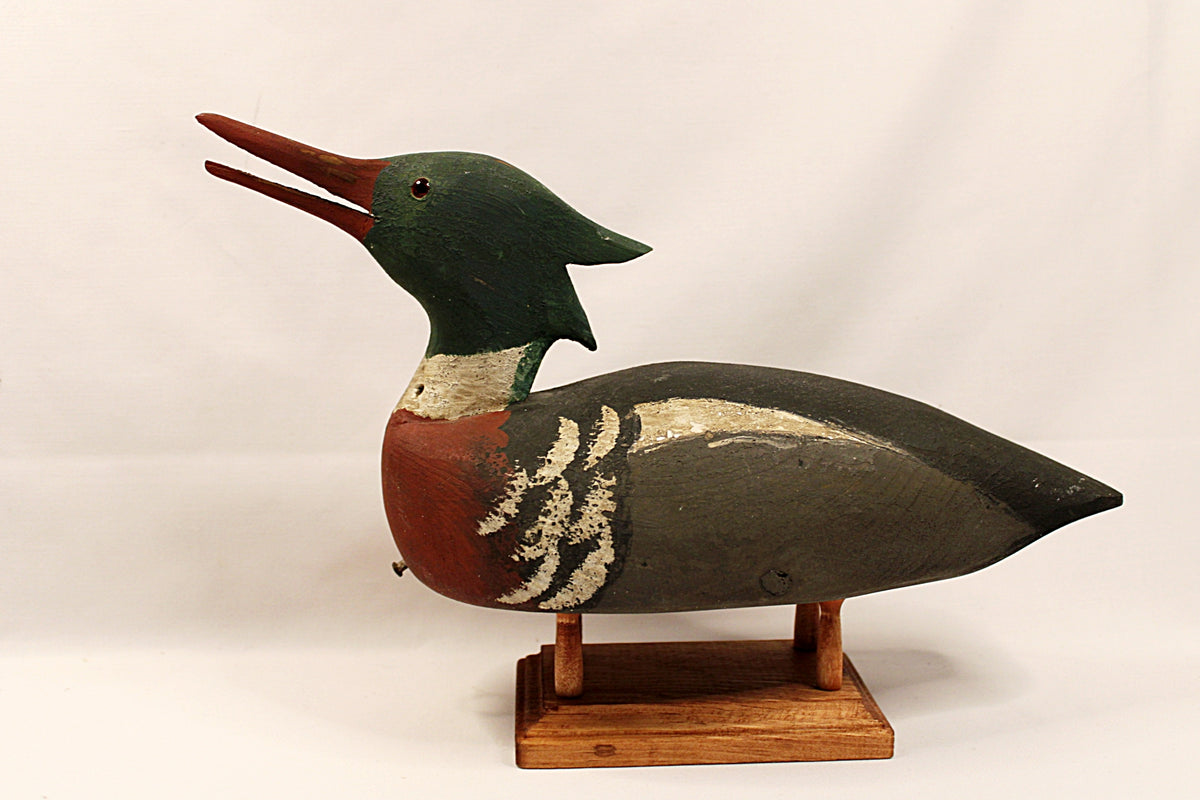 Red Breasted Merganser Drake Decoy Signed CWW
