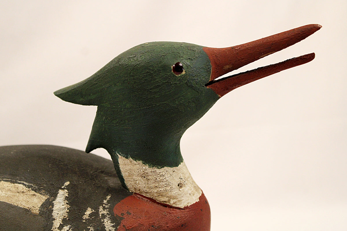 Red Breasted Merganser Drake Decoy Signed CWW
