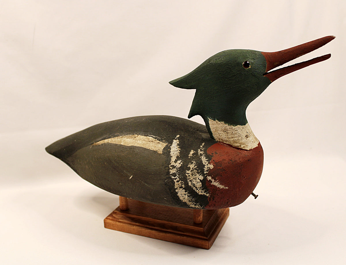 Red Breasted Merganser Drake Decoy Signed CWW