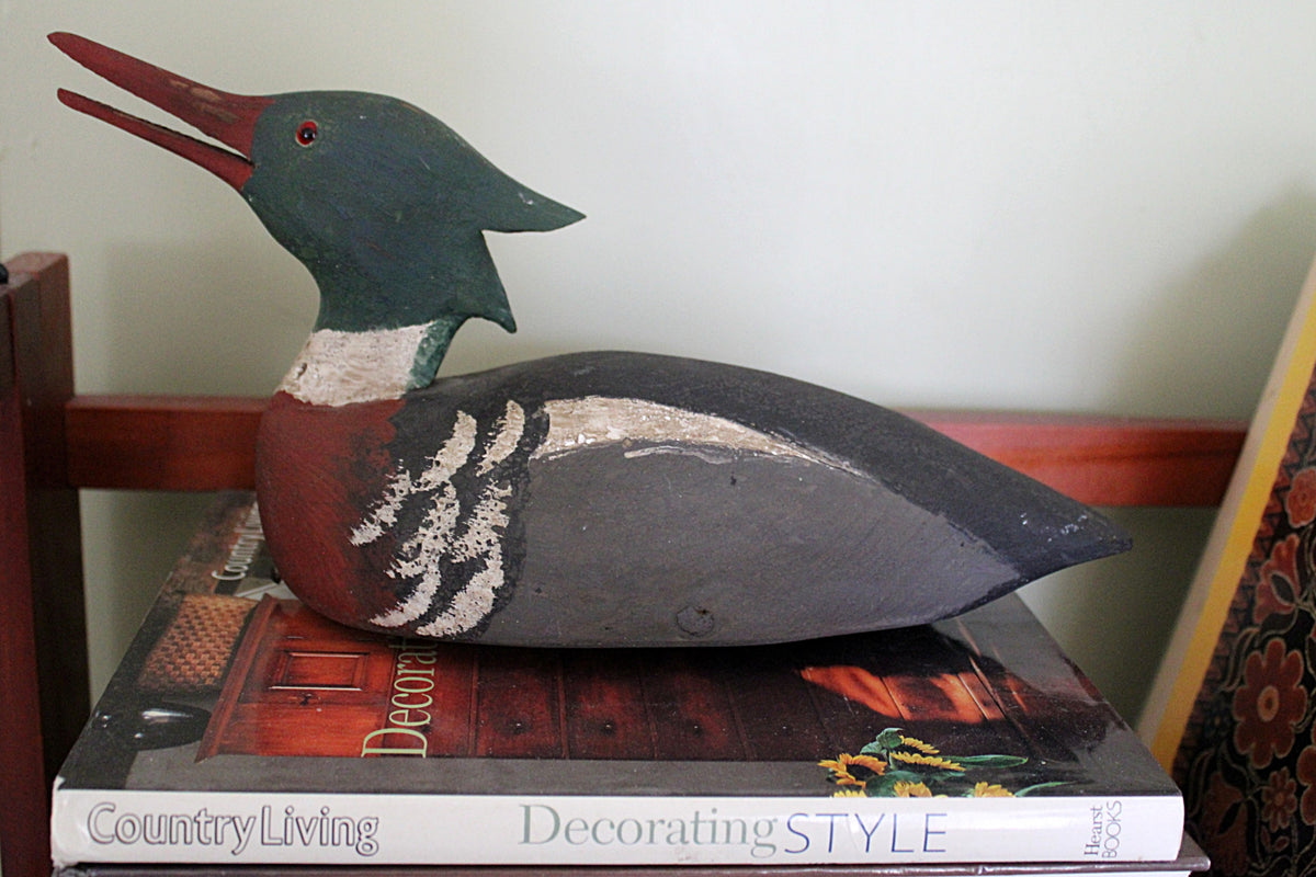 Red Breasted Merganser Drake Decoy Signed CWW