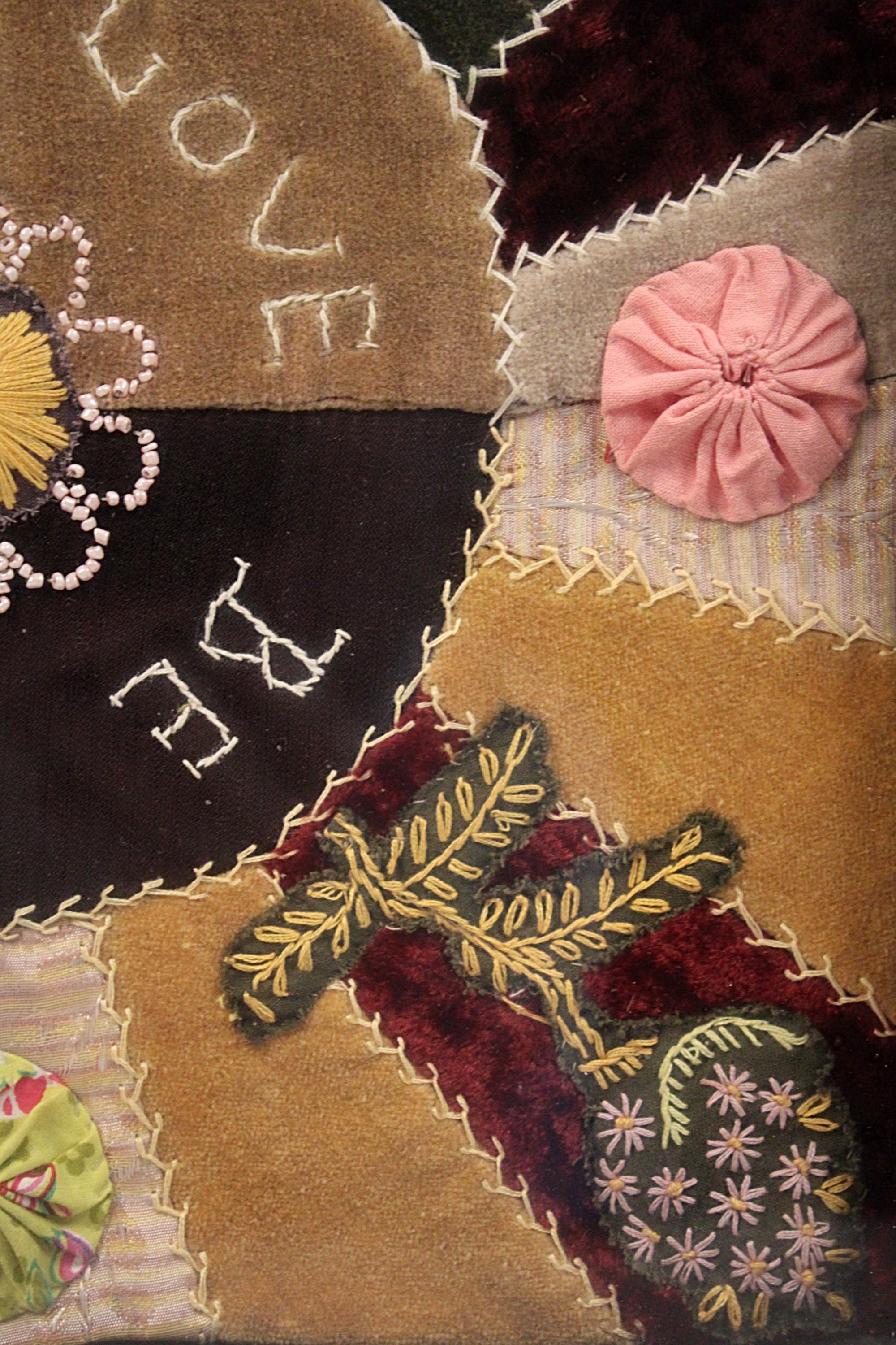 Victorian Framed Embroidery Crazy Quilt Style