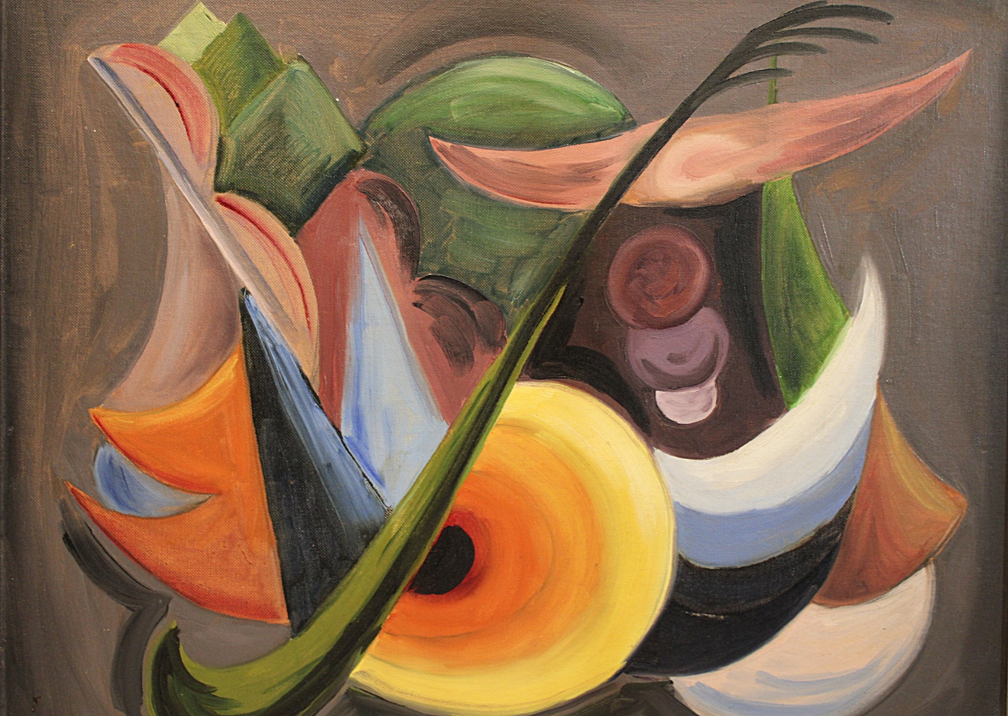 Abstract Cubist Oil Painting Signed Framed