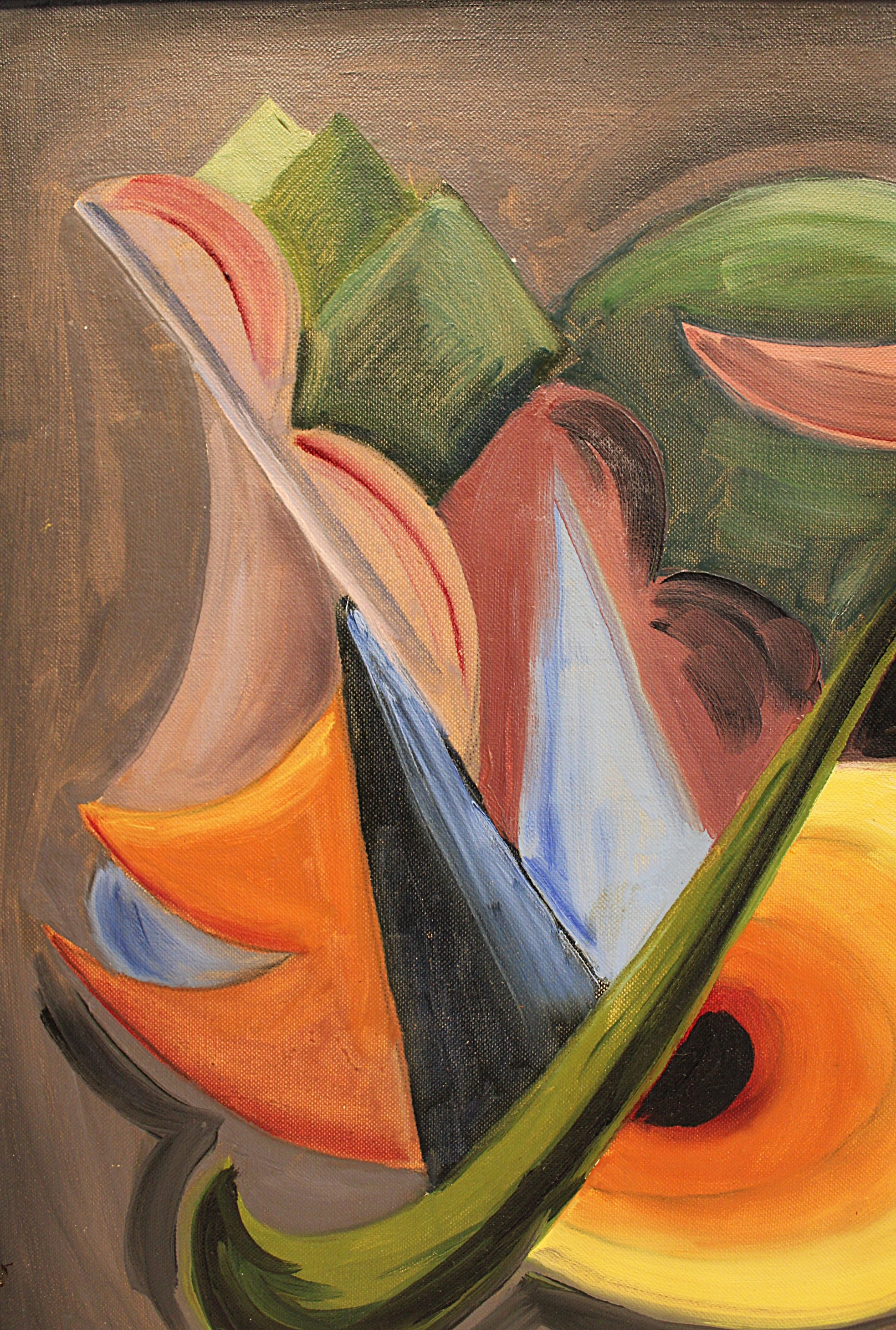Abstract Cubist Oil Painting Signed Framed